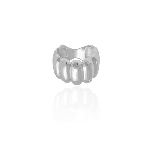 Anel Gomos Lisos Tamanho 13 Ródio Branco