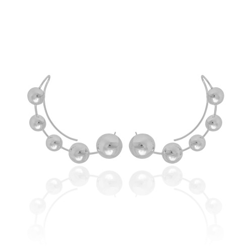 Ear Cuff Bolas Lisas Ródio Branco