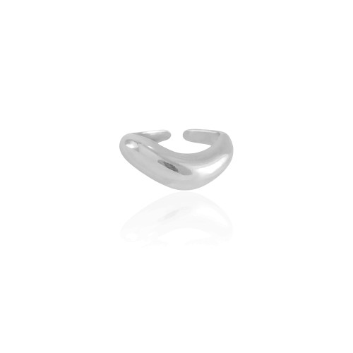 Anel Ajustável Abaulado Liso Tamanho M Ródio Branco