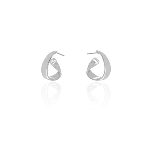 Brinco Argola Torcida Lisa 1.8 cm Ródio Branco