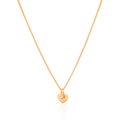 Gargantilha Infantil Veneziana Coração Ponto de Luz Cristal Banhado a Ouro 18K