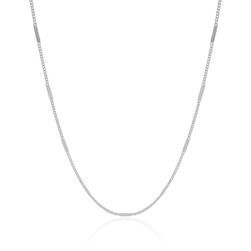 Gargantilha Grumet Achatada Ródio Branco - 45 cm