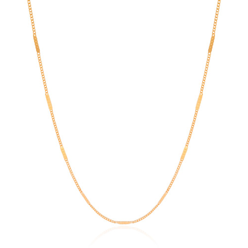 Gargantilha Longa Grumet Achatada Banhado a Ouro 18K - 80 cm