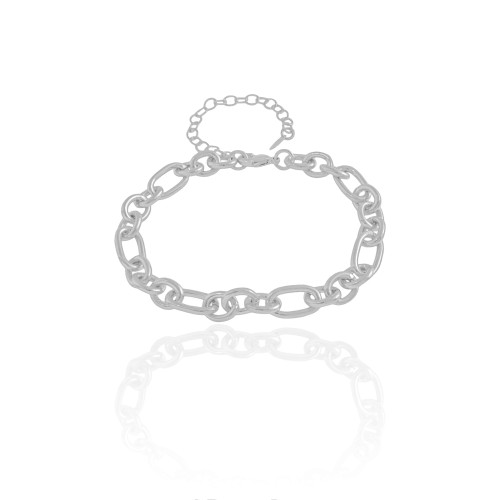 Pulseira Elos Ovais 8mm Ródio Branco