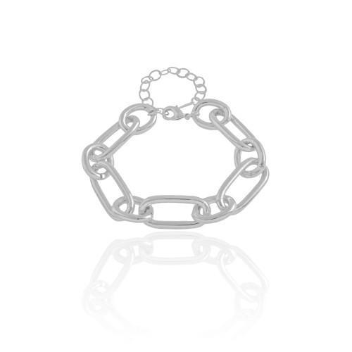 Pulseira Elos Ovais 12 mm Ródio Branco