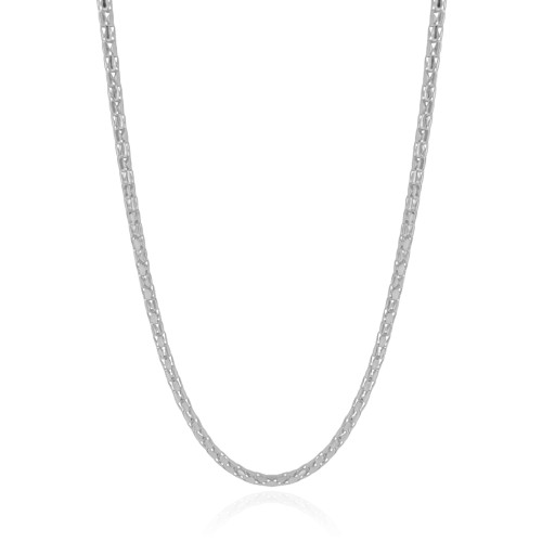 Gargantilha Malha Oca 3 mm Ródio Branco - 45 cm