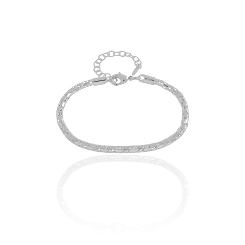 Pulseira Malha Oca 3 mm Ródio Branco