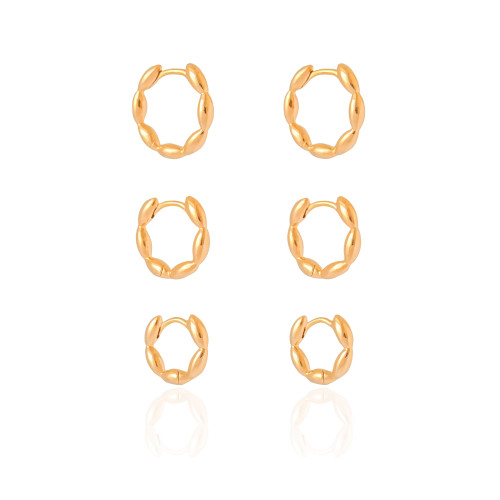 Trio de Argolas Gomos Lisos Banhado a Ouro 18K