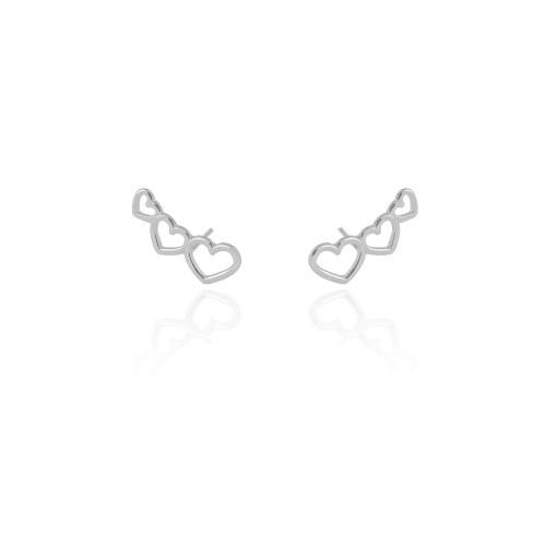 Ear Cuff Corações Vazados 2.3 cm Ródio Branco