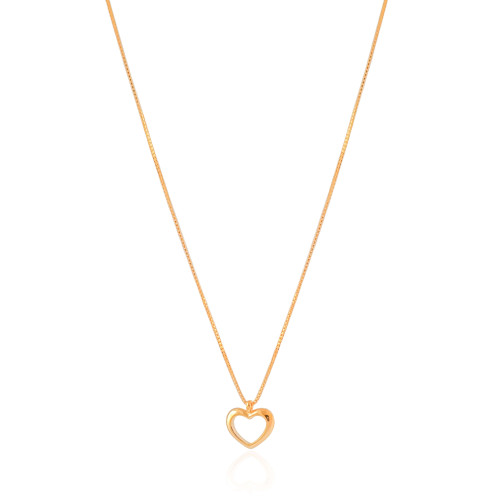 Gargantilha Veneziana Coração Vazado Banhado a Ouro 18K - 45 cm