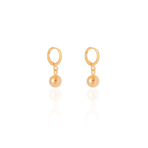 Brinco Argola Click Bola Lisa 2.5 cm Banhado a Ouro 18K