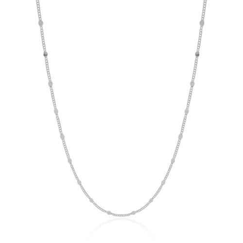 Gargantilha Grumet Plaquinhas Ródio Branco - 45 cm