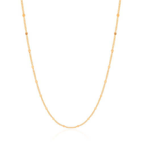 Gargantilha Longa Grumet Plaquinhas Banhado a Ouro 18K - 80 cm