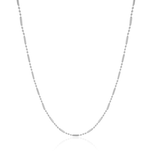 Gargantilha Canutilhos 1 mm Ródio Branco - 40 cm