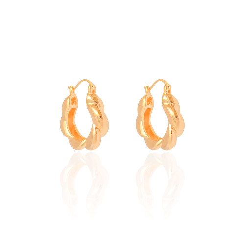 Brinco Argola Torcida Fecho Italiano 2.6 cm Banhado a Ouro 18K