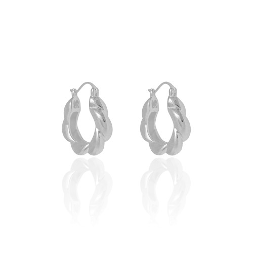 Brinco Argola Torcida Fecho Italiano 2.6 cm Ródio Branco