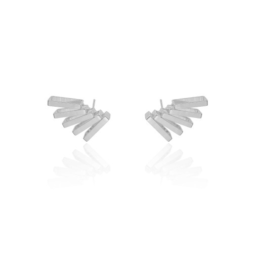 Ear Cuff Retângulos Vazados 2.0 cm Ródio Branco