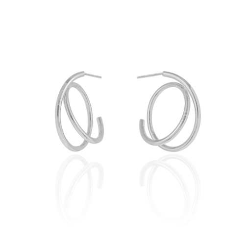 Brinco Argola Entrelaçada Lisa 2.7 cm Ródio Branco