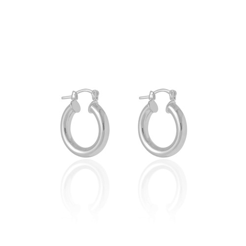 Brinco Argola Tubo Liso Fecho Italiano 2.5 cm Ródio Branco