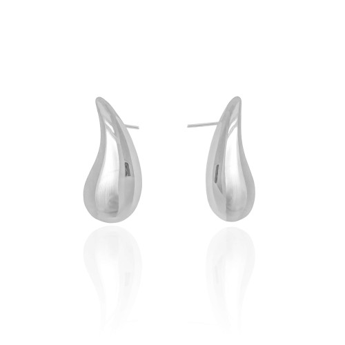 Brinco Gota Lisa 3.2 cm Ródio Branco