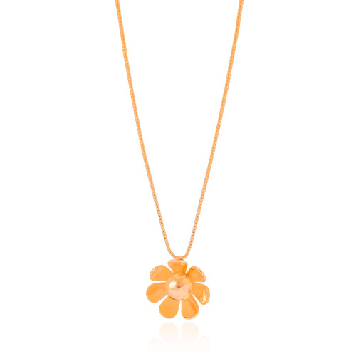 Gargantilha Veneziana Flor Lisa 2.3 cm Banhado a Ouro 18K - 45 cm