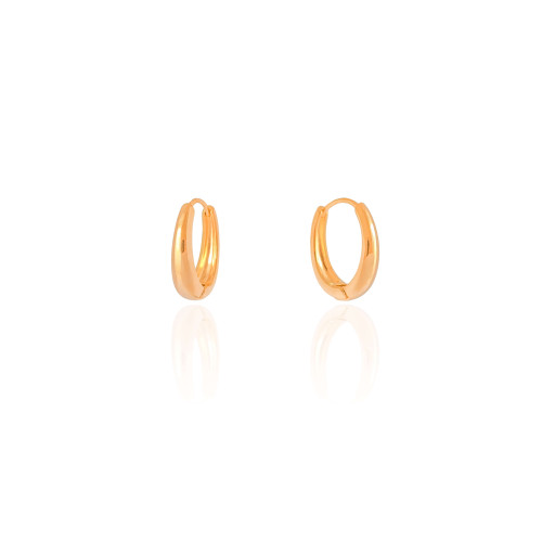 Brinco Argola Click Oval Lisa 1.7 cm Banhado a Ouro 18K