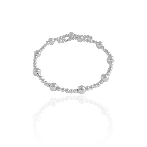 Bracelete Mola Bolas Lisas Ródio Branco