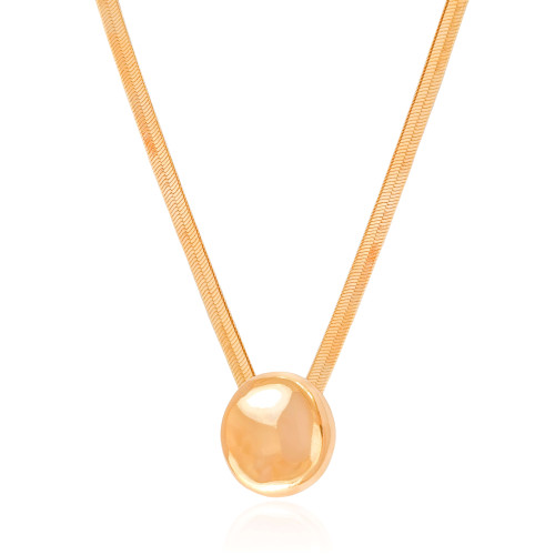 Gargantilha Malha Fita Orgânico Liso Banhado a Ouro 18K