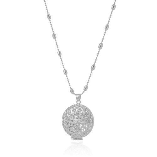 Relicário Estrela Gomos Ródio Branco - 45 cm