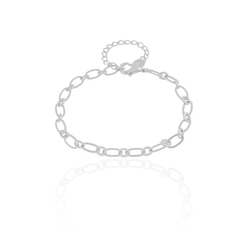 Pulseira Elos Ovais 4 mm Ródio Branco