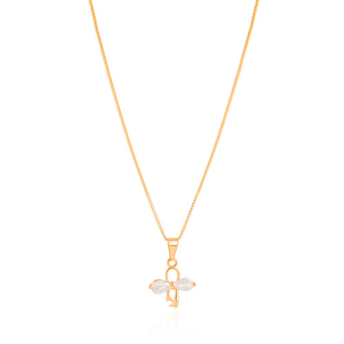 Gargantilha Infantil Veneziana Laço Cristal Banhado a Ouro 18K