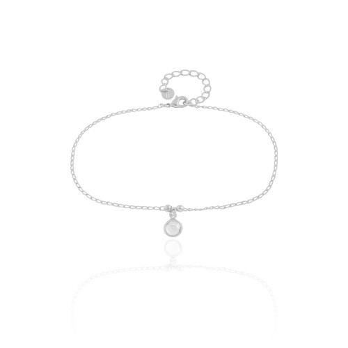 Tornozeleira Ponto de Luz Cristal 7 mm Ródio Branco