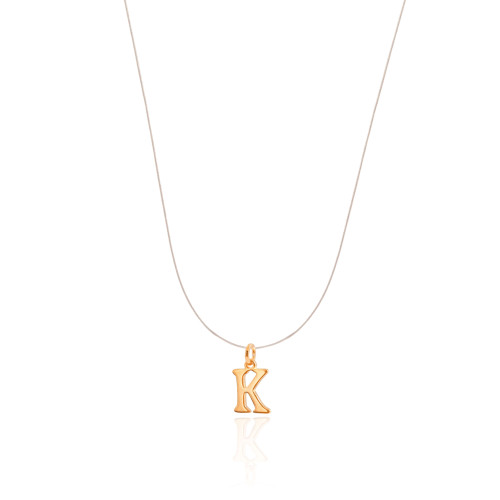 Choker Nylon Letra K Banhado a Ouro 18K