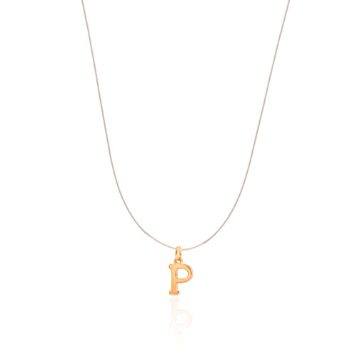 Choker Nylon Letra P Banhado a Ouro 18K
