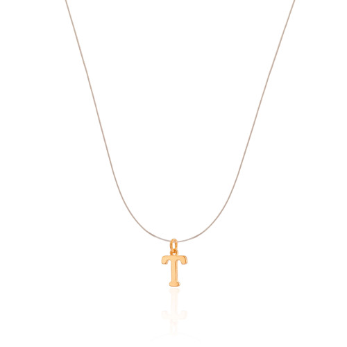 Choker Nylon Letra T Banhado a Ouro 18K