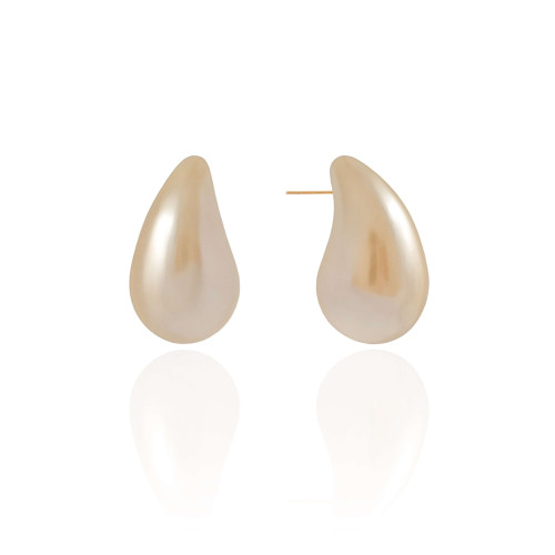 Brinco Gota Pérola 3.0 cm Banhado a Ouro 18K