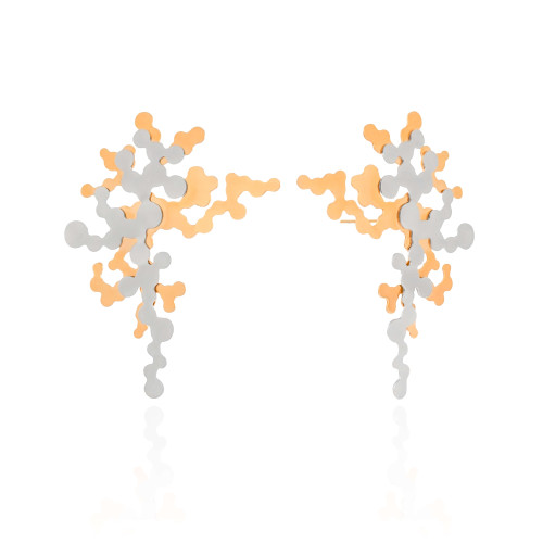 Brinco Orgânico Plaquinhas Mix Banho 5.2 cm Banhado a Ouro 18K