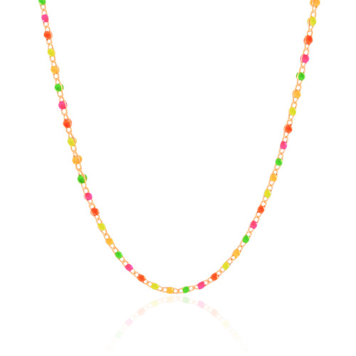 Choker Bolinhas Coloridas 2 mm Banhado a Ouro 18K