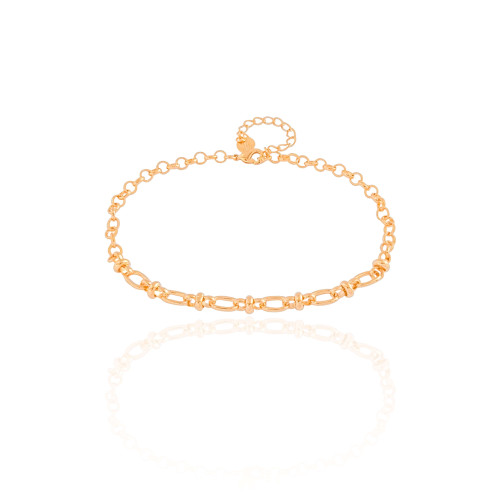 Tornozeleira Elos Ovais 6 mm Banhado a Ouro 18K