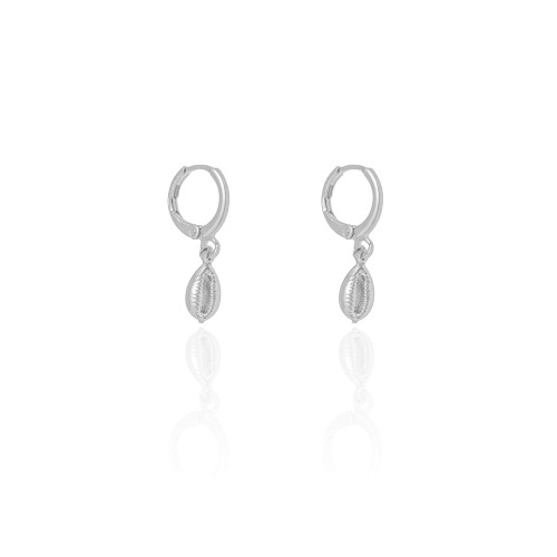 Brinco Argola Click Búzios 2.5 cm Ródio Branco