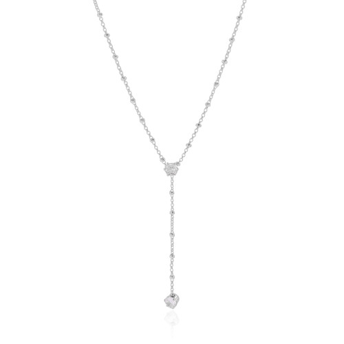 Gargantilha Gravata Bolinhas Pontos de Luz Cristal Ródio Branco