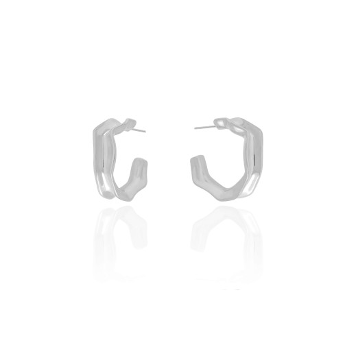 Brinco Argola Orgânica 2.3 cm Ródio Branco