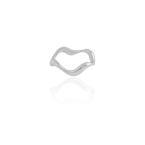 Anel Ondas Liso Tamanho 20 Ródio Branco