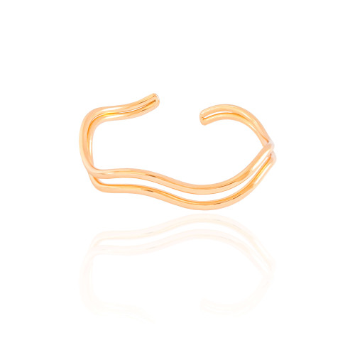 Bracelete Duplo Ondas Banhado a Ouro 18K