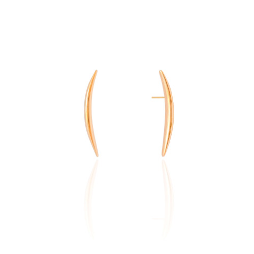 Brinco Fio Abaulado Liso 3.4 cm Banhado a Ouro 18K