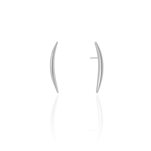 Brinco Fio Abaulado Liso 3.4 cm Ródio Branco