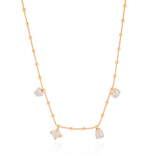 Gargantilha Veneziana Bolinhas Geométricos Cristal Banhado a Ouro 18K - 45 cm