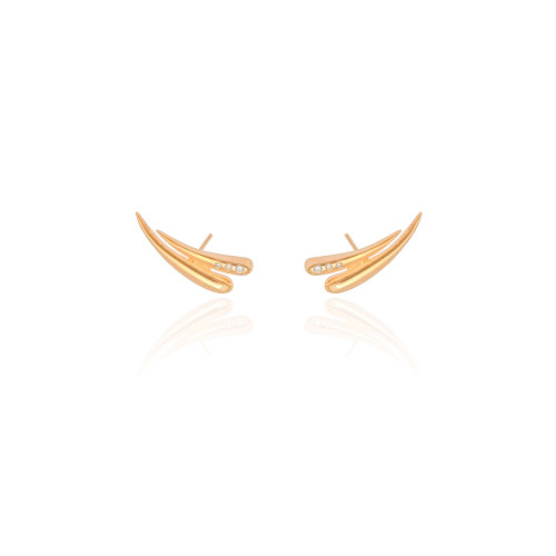 Ear Cuff Gotas Cravejado Cristal 2.3 cm Banhado a Ouro 18K