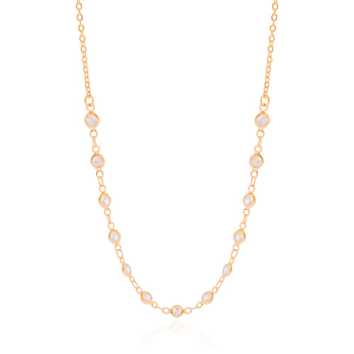 Gargantilha Elos Pontos de Luz Cristal Banhado a Ouro 18K - 50 cm