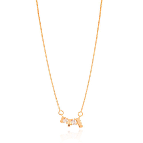 Gargantilha Geométrico Pontos de Luz Cristal Banhado a Ouro 18K - 40 cm